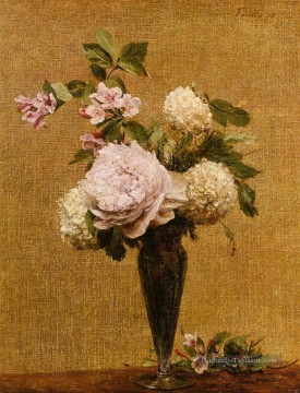  fleurs - Vase de pivoines et boules de neige peintre de fleurs Henri Fantin Latour